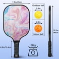 thumbnail image 4 of Pickleball Paddles Set Of 2, Fiberglass Surface, Turquoise Marble Pattern, 4 Balls & Bag, 4 of 5