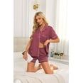 thumbnail image 6 of ANLIQI Womens 100% Cotton Pajamas Short Set Soft Short Sleeve Sleepwear Button Down Summer Pjs Set with Pockets(Purplish Red, Small), 6 of 8