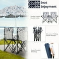 thumbnail image 6 of 2-Seat Folding Chair with Removable Sun Umbrella, Portable Camping Chair with Storage Pocket and Cup Holders, Outdoor Beach Chair for Beach, Patio, Park, Coconut Tree, 6 of 9