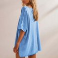 thumbnail image 5 of Breezora Oversized Cotton Tee for Women Soft Breathable Short Sleeve Crewneck Tshirt Trendy Relaxed Fit Summer Essential Top M Size Sky Blue, 5 of 5