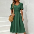 thumbnail image 2 of Levmjia Flowy Midi Dresses for Women V Neck Short Sleeve Polka Dot Dress Summer Casual Fashion Loose Fit Swing Party Beach Vacation, 2 of 6