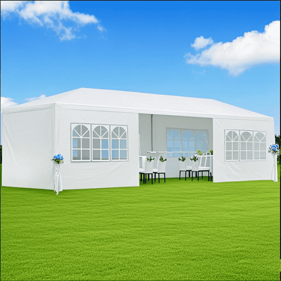10x30 FT Outdoor Canopy Tent with 8 Removable Sidewalls, White Wedding Party Gazebo Marquee for Garden & Events