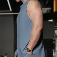 thumbnail image 3 of Tank Top for Men, Mens Casual Fashion Solid Round Neck Sleeveless Tops Button Up Cardigan Tank Tops, 3 of 5