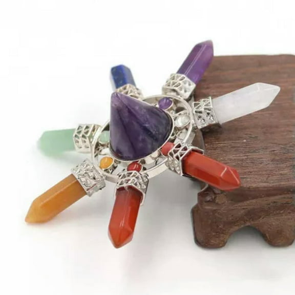 HOOUN Healing Crystal Point Pyramid Energy Generator 7 Chakra Stones Reiki Gemstone-Amethyst