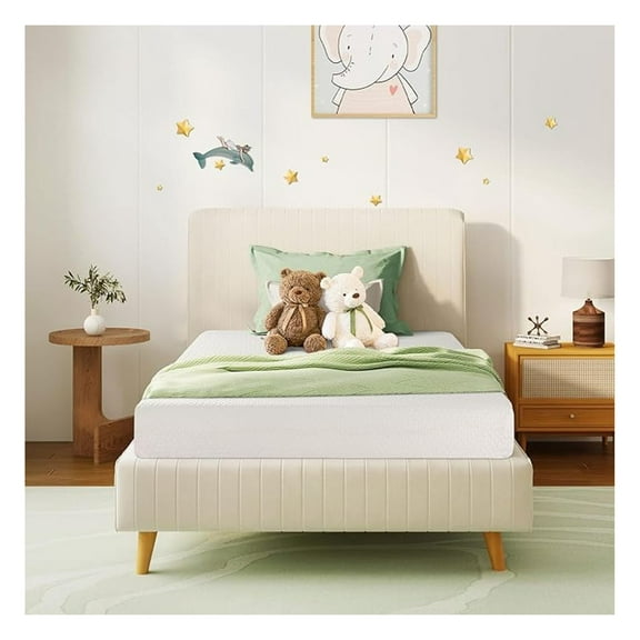 Kids Twin Mattress 6 Inch Green Tea Memory Foam - Cool Sleep & Pressure Relief - Fiberglass Free - Bed in a Box with Washable Cover