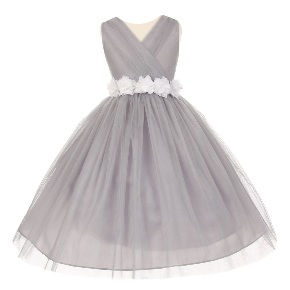 white chiffon flower girl dress