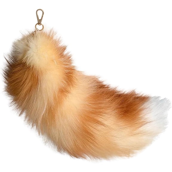 Fox Tail Keychain 15.75 Inch Long Faux Fur Tail Keyring Cosplay Therian Costume Handbag Charm Gift for Party