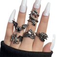 thumbnail image 1 of Women Joint Ring Punk: 5PCS Vintage Gothic Midi Finger Ring Statement Ring Set, 1 of 7