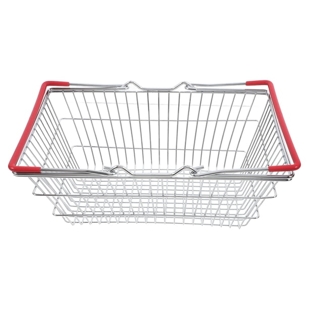 Cestas de la compra pequeñas de hierro para niños, con asas, organizador pequeño para huevos, frutas, verduras y aperitivos.