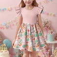 thumbnail image 3 of Favoffer Big Kid Girls Dress Spring Summer Easter Print Flutter Sleeve Crewneck Waist Casual Dress Cute Fashion Outfit Daily Home Outdoor Vacation Sizes 3-14Y, 3 of 6