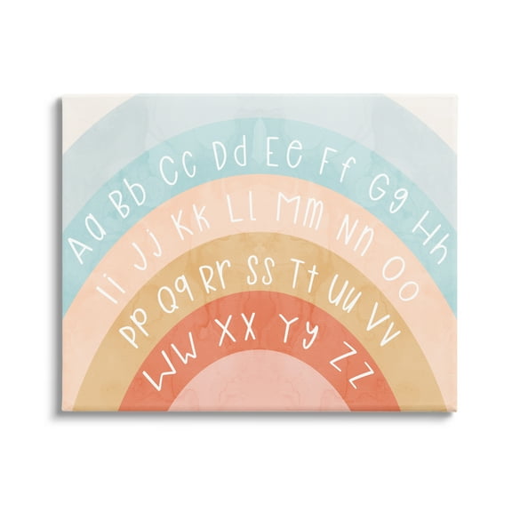 Stupell Industries Pastel Rainbow Alphabet Landscape Painting Gallery Wrapped Canvas Art Print Wall Art, 20 x 16