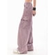 thumbnail image 4 of Pantalones vaqueros para mujer, estilo safari, estilo americano, retro, morado, con bolsillos, combinables, elegantes, para verano, holgados, para estudiantes., 4 of 5