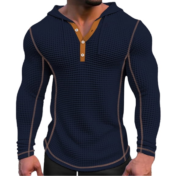 VJATTWR Men's Long Sleeve Neck Shirt, Thermal Style with Button Front, Cozy Fall Winter Top Xxxl