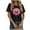 Black, variant on Tnhcen Women's Summer Slim Fit Casual Fashion Print Crew Neck Short Sleeve T - Shirt 95% Polyester 5% Spandex Plus Size S - 2XL Watercolor Floral Graphic Tee