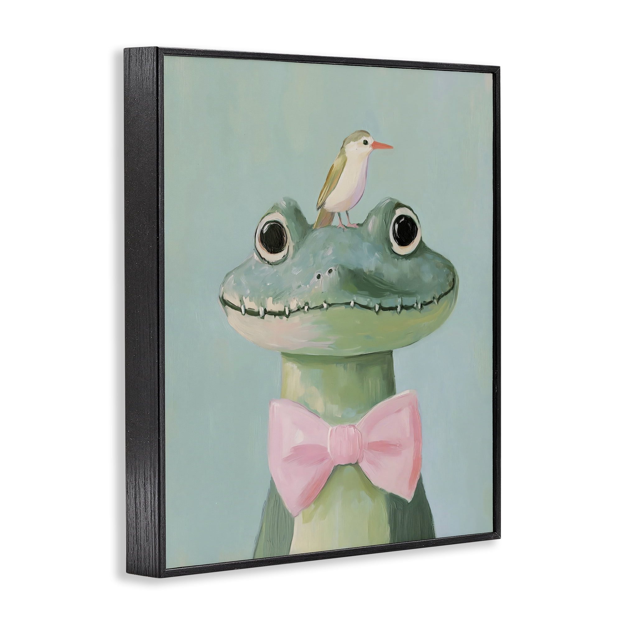 Stupell Industries Crocodile & Bird with Bowtie Black Framed Giclee Art, design by The Prints Vibe