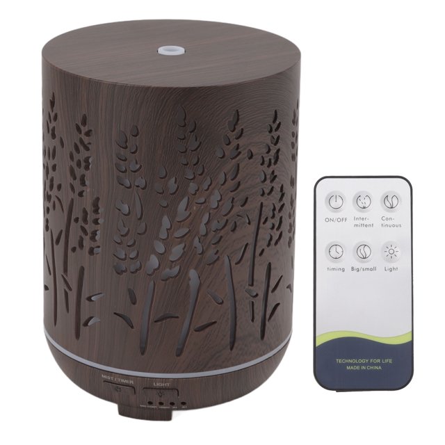 Humidificador de Grano de Madera 7 Colores LED Ultra Silencioso Control Remoto Duradero Liviano - 300 Ml para el Hogar la Oficina el Viaje ANGGREK Otros
