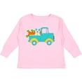 thumbnail image 3 of Inktastic Cute Easter Bunny in Blue Truck with Carrots Boys or Girls Long Sleeve Toddler T-Shirt, 3 of 5