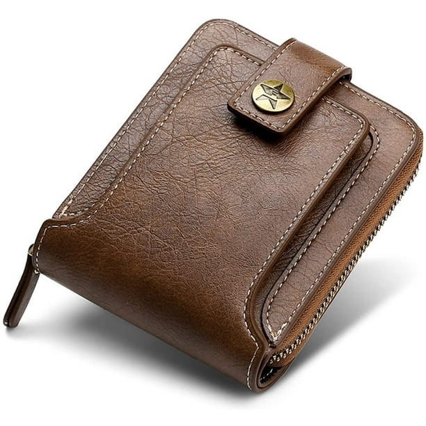 Slim Wallets Leather Zipper Front Pocket Small Wallet for Men 10