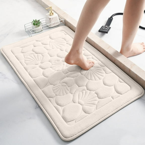 Super Absorbent Bathroom Floor Mat | Washable & Non-Slip Golden Turtle Velvet Bath Rug | Soft, Quick-Dry 40X60Cm Bath Mat for Tub & Sink | White