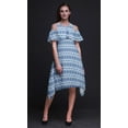 thumbnail image 3 of Bimba Tunique à Épaules Dénudées Imprimée Teinture sur Nœuds Bleue pour Femmes Robe de Soirée Col Rond - Très Grande Taille, 3 of 6