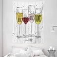 thumbnail image 1 of Wine Tapestry, Four Main Types of Wine with Their Names Glasses Vintage Rustic Wood Backdrop Drawing, Wall Hanging for Bedroom Living Room Dorm Decor, 60W X 80L Inches, Multicolor, by Ambesonne, 1 of 2