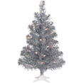 thumbnail image 2 of Northlight 2' Pre-lit Medium Silver Iridescent Tinsel Pine Artificial Christmas Tree, Clear Lights, 2 of 6