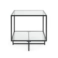 thumbnail image 3 of Glass End Table, Modern Side Coffee Table with 2 Tier Storage, Black Metal Frame for Home, Living Room, Bedroom - KJS-00359, 3 of 5