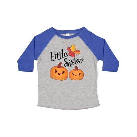 

Inktastic Little Sister Pumpkins with Fall Leaves Girls Toddler T-Shirt