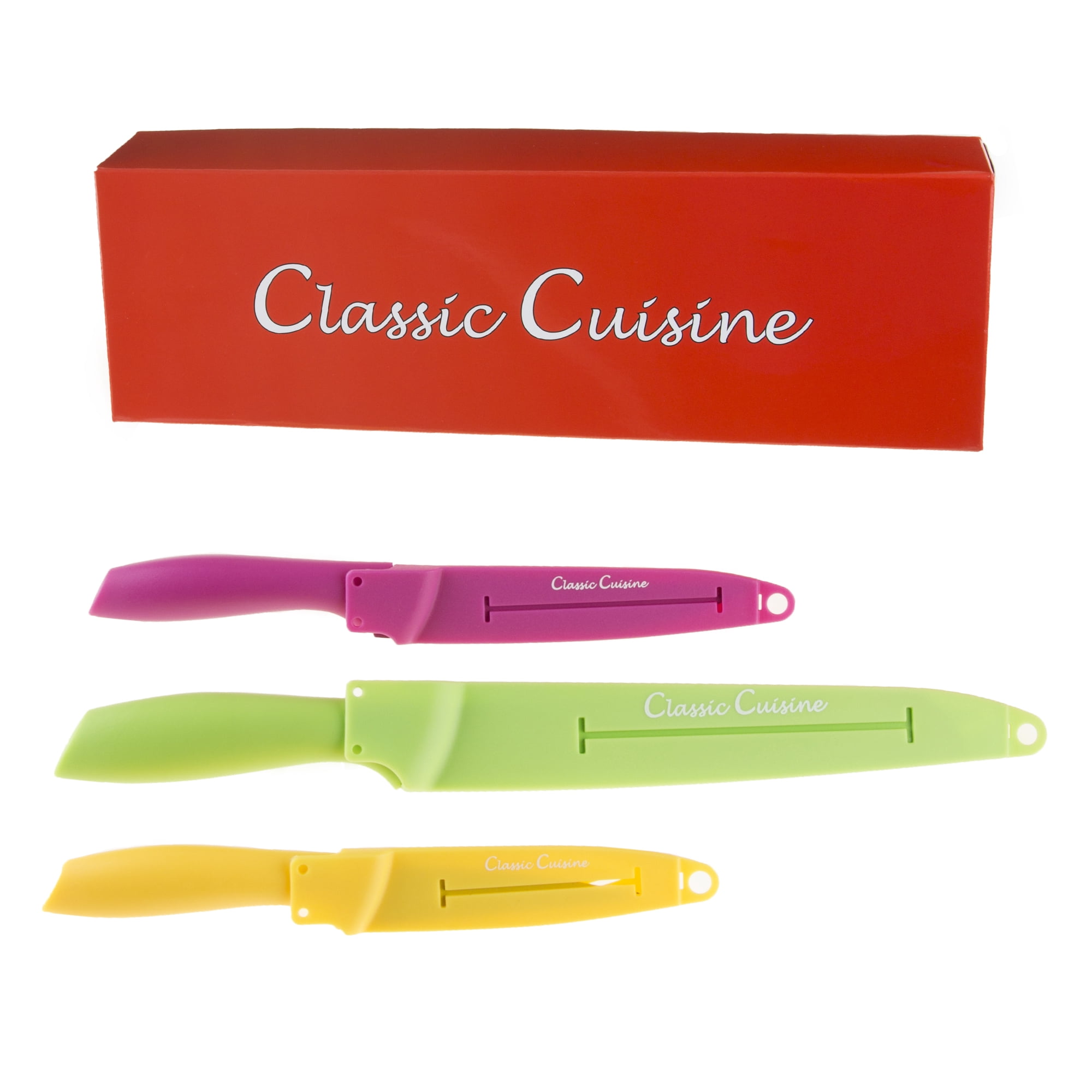 Classic Cuisine 14 Pc Colored Knife Set with Sheaths - Pro Grade