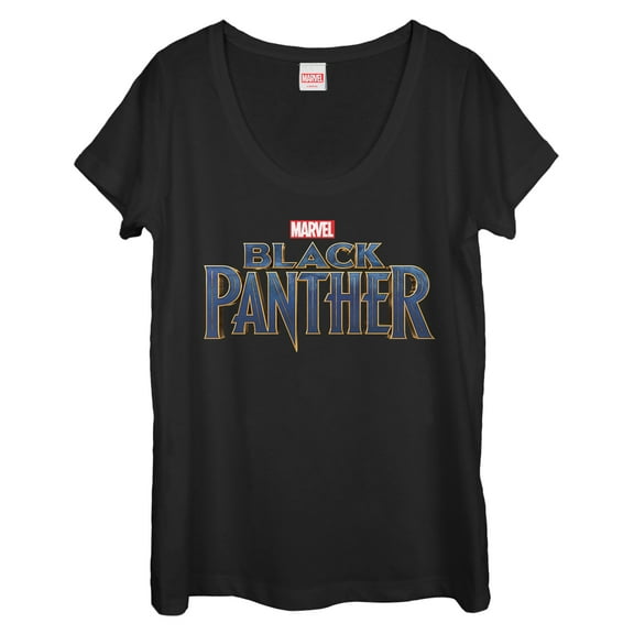 Women's Marvel Black Panther 2018 Text Logo Scoop Neck Black Large