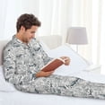 thumbnail image 4 of Salouo Vintage Sailboats Print Button-Front Long Sleeve Pajama Set for Men, Soft 2Pjs Men's Long Sleeve Sleepwear -Small, 4 of 7