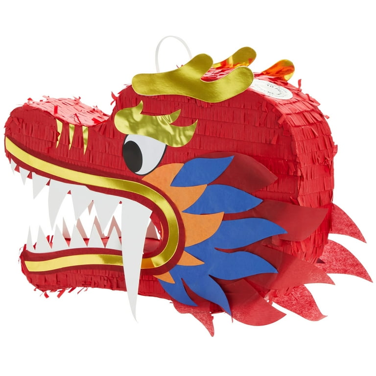 Red Dragon Pinata for Chinese New Year Party Decorations, 16.5 x 11 x 3 in, Size: 16.5 x 12.3