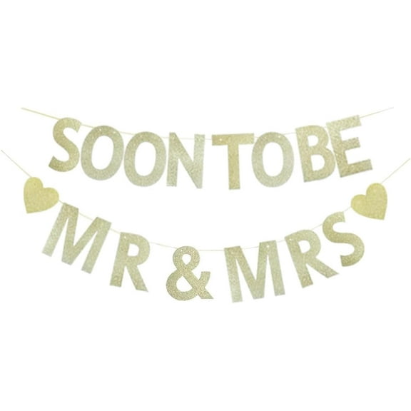 Soon To Be Mr & Mrs Banner, Vintage Paper Sign For Bridal Shower/Wedding Engagement Party Bunting Decorations