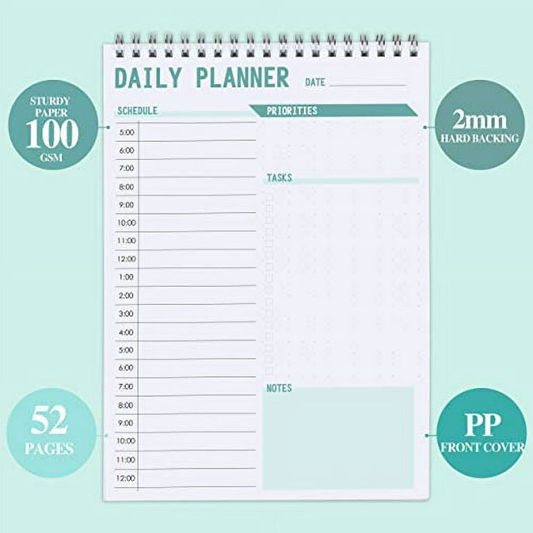 To Do List Notepad - Daily Planner Notepad Undated 52 Sheets Tear Off, 6.5  x 9.8 Checklist Productivity Organizer with Hourly Schedule for Tasks