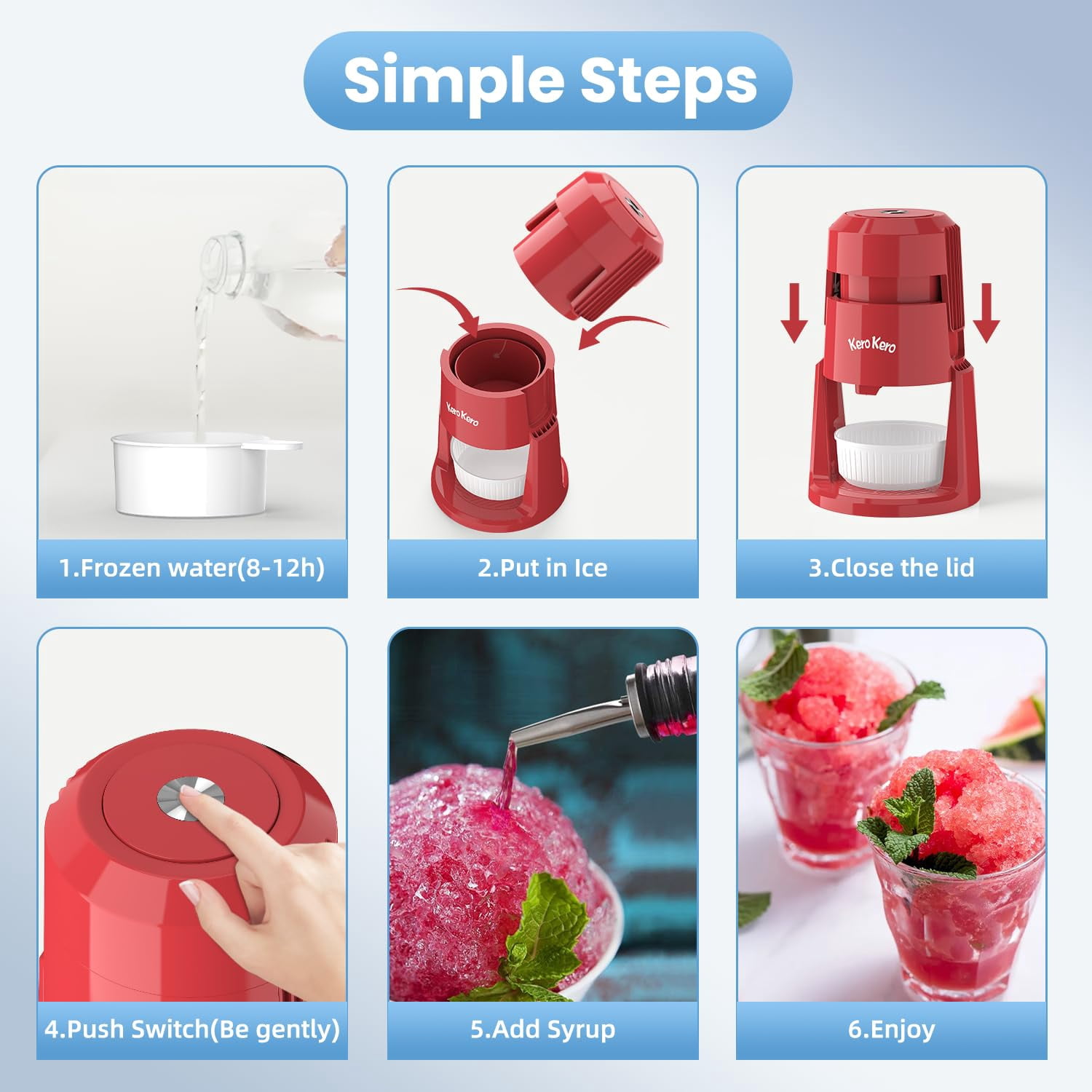 Professional Shaved Ice : RX03 Electric Snow Cone Maker & ICEE  for Home, 60W Power, 120V  Voltage, Create Fluffy Ice Snow Cones, Slushies and  Treats-Red