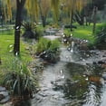 thumbnail image 5 of Orinice Nature Garden Shower Curtain, Green Forest Plants, River, Country View, Bathroom Decorating, Fabric Curtains with Hooks 69x72, 5 of 7