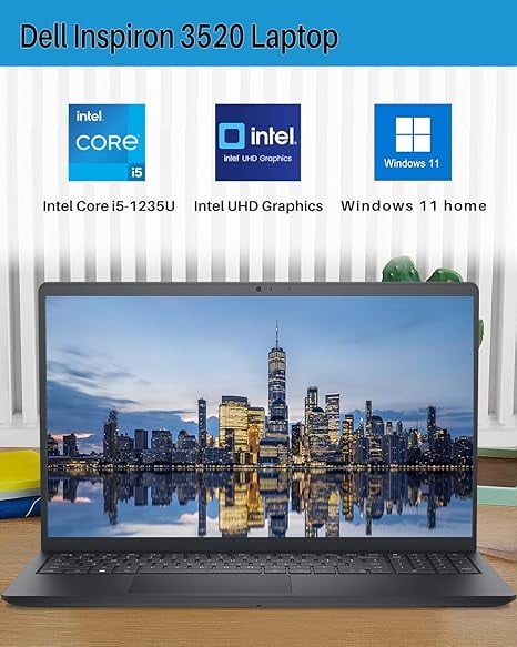 Dell Inspiron 15 3520 Laptop for Business, 15.6" FHD Display, Intel 10-Core i5-1235U, 16GB RAM, 512GB SSD, Windows 11 Pro, Wi-Fi 6, Office Pro Lifetime License