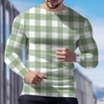 thumbnail image 4 of VgaVtl Long Sleeve T-Shirt for Men Green Fall Winter Mens Shirts Loose Waffle Leisure Athletic Plaid Elastic Shirts,S, 4 of 5