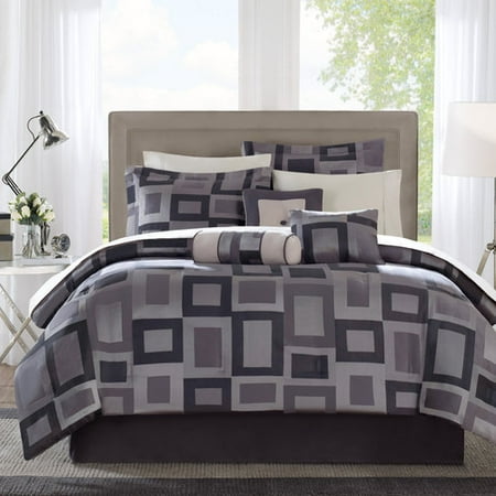 Mainstays Black and Silver Bed in a Bag Bedding Set