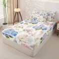 thumbnail image 2 of Erosebridal Cottage Chic Zipper Twin Comforter Sets with Fitted Sheet and 2 Pillowcases,Hydrangea Pattern Zipper Bedding Set,Pink Blue White,Reversible, 2 of 6