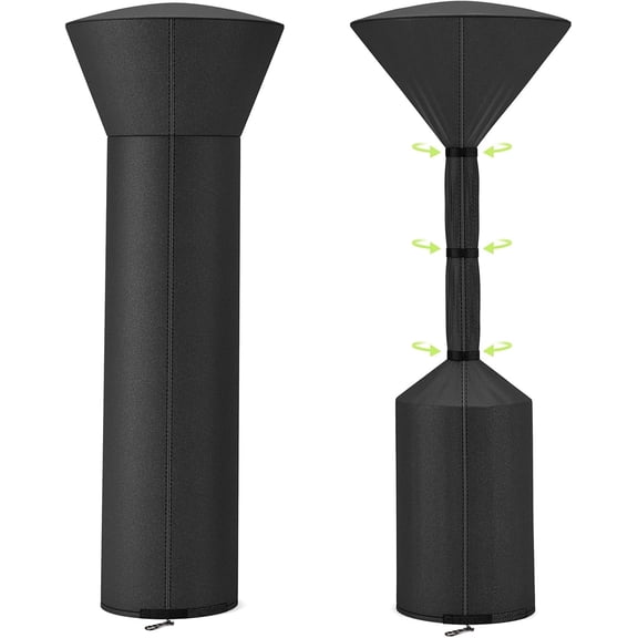 Patio Heater Cover – 500D Tear-Resistant Waterproof Heavy Duty, All-Weather Protection for Outdoor Heaters (89"H x 33"D x 19"B, Black)