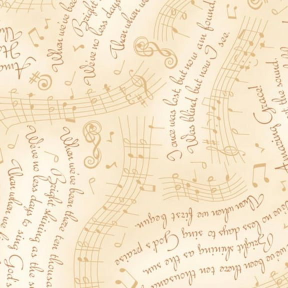 Amazing Grace Lyrics & Music Cream Cotton Fabric