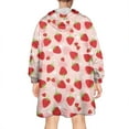 thumbnail image 2 of Red Strawberry Plants Fruit Dot Pink Pattern Wearable Oversized Blanket,Wearable Blanket Hoodie for Adults,Cozy Hooded Blankets with Super Pockets,Super Warm Fuzzy Pullover for Women & Men, 2 of 6