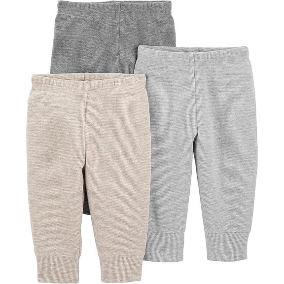 Simple Joys by Carter's Baby 3-Pack Thermal Pants 0-3 Months Beige/Dark Grey/Grey
