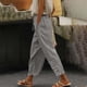 thumbnail image 2 of WILLBEST Pantalones Casuales elegantes para Mujer para Uso Diario: Pantalones de Moda de Color Sólido con Encaje, Cintura Alta, Bolsillo con Cordón, Largo 9/10 XXXL, 2 of 6