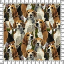 Cotton Beagle Forest Packed Beagles Dogs Puppies Grass Animals Allover David Textiles Multicolor Cotton Fabric Print by the Yard (DX-4271-3C-1MULTI)
