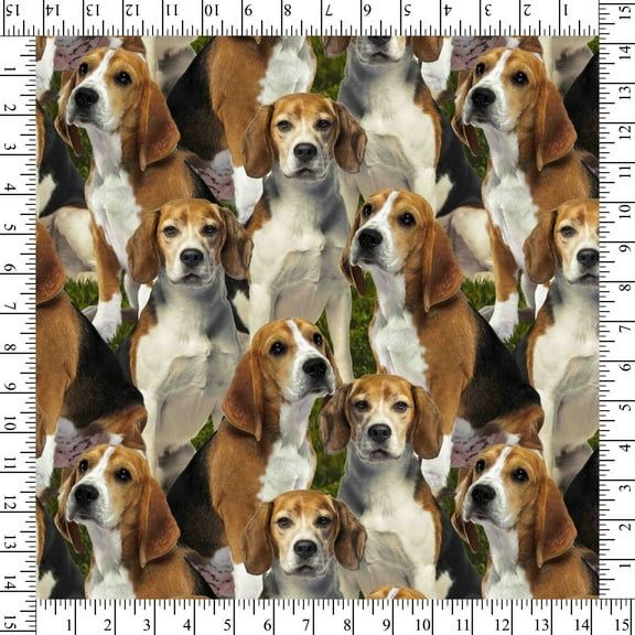 Cotton Beagle Forest Packed Beagles Dogs Puppies Grass Animals Allover David Textiles Multicolor Cotton Fabric Print by the Yard (DX-4271-3C-1MULTI)