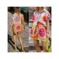 thumbnail image 3 of Aojekbee Women Summer Shorts Outfits Sun Print Short Sleeve Shirts Tops Elastic Waist Shorts 2 Pieces Clothes Set, 3 of 10