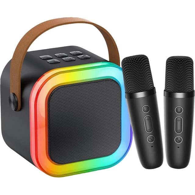 Machine de Karaoké Portable pour Enfants et Adultes – Haut-Parleur Bluetooth avec 2 Microphones Sans Fil
