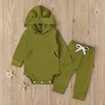 thumbnail image 2 of FRSASU Kids Pants Clearance,Newborn Infant Baby Long Sleeve Solid Hoodie Romper Bodysuit Tops+Pants Set, 2 of 8
